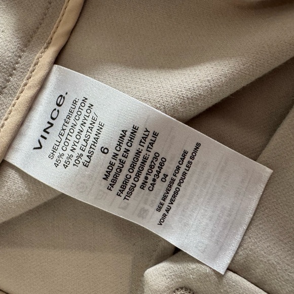 Vince Business Casual Tan Straight Leg Pants Size 6 excellent condition - Picture 5 of 5